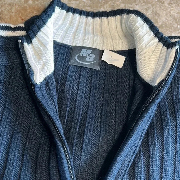 Y2K, vtg Chunky knit cable zip ,sweater,jacket,NEW ,blue,preppy - Picture 11 of 12